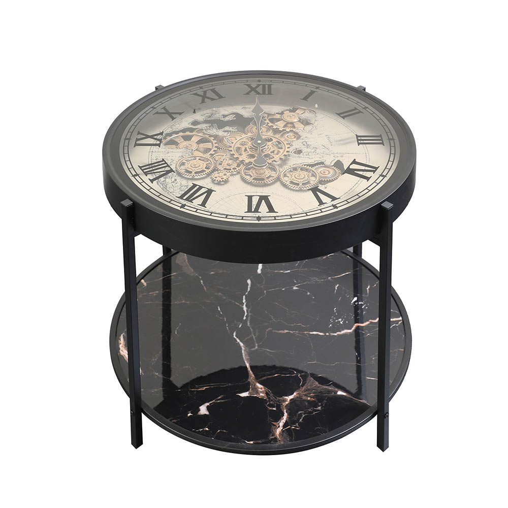 Mesa auxiliar Moric top reloj vintage black 67cm