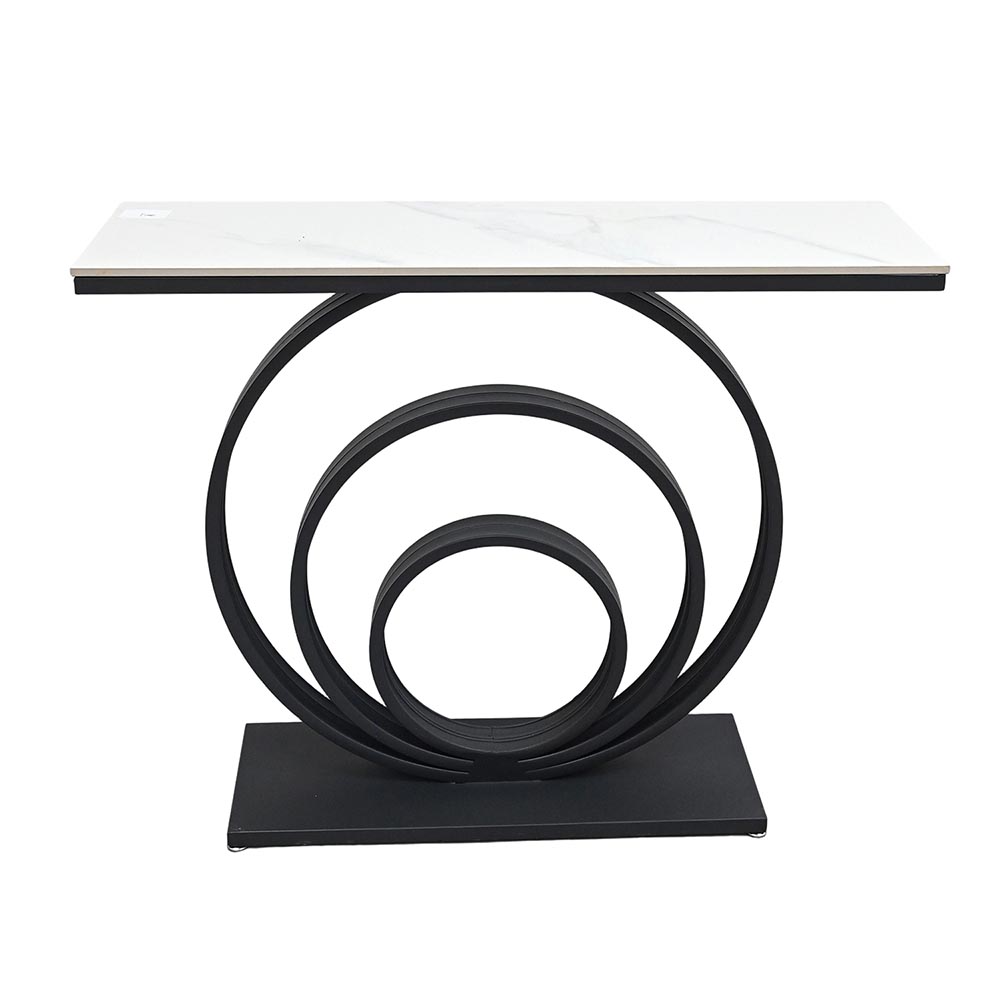 Consola Olive 100 top de cerámica y base de metal negra