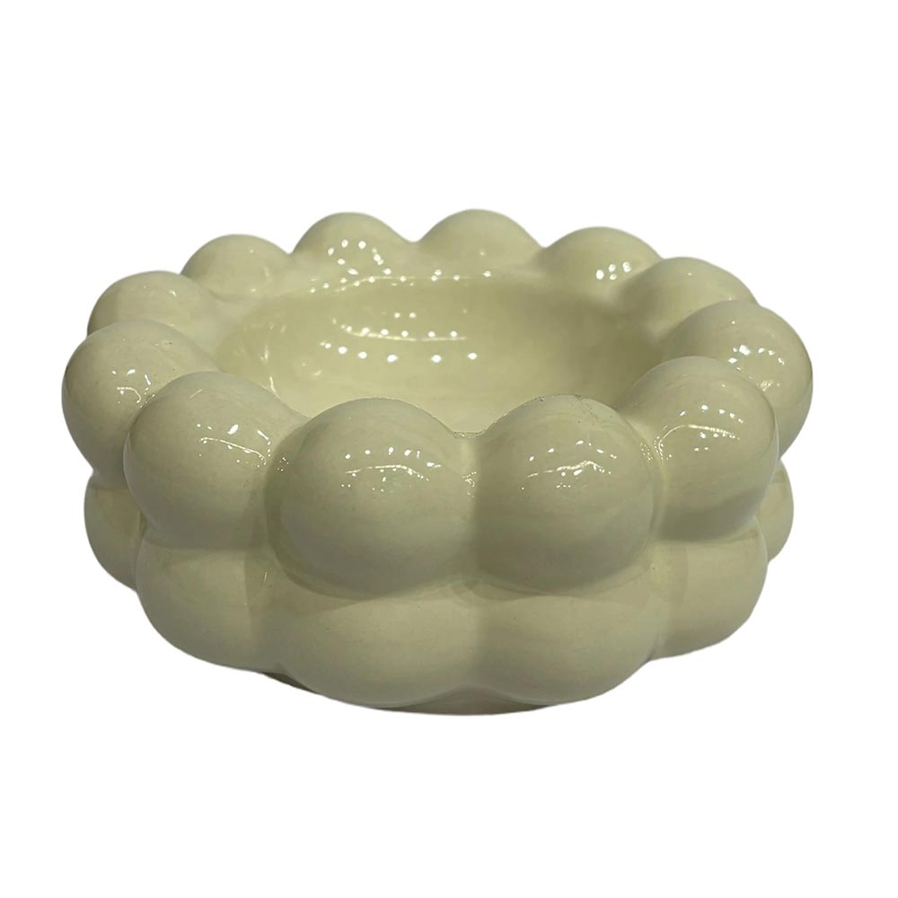 Cenicero 14x6 con bordes redondeados de cerámica blanca