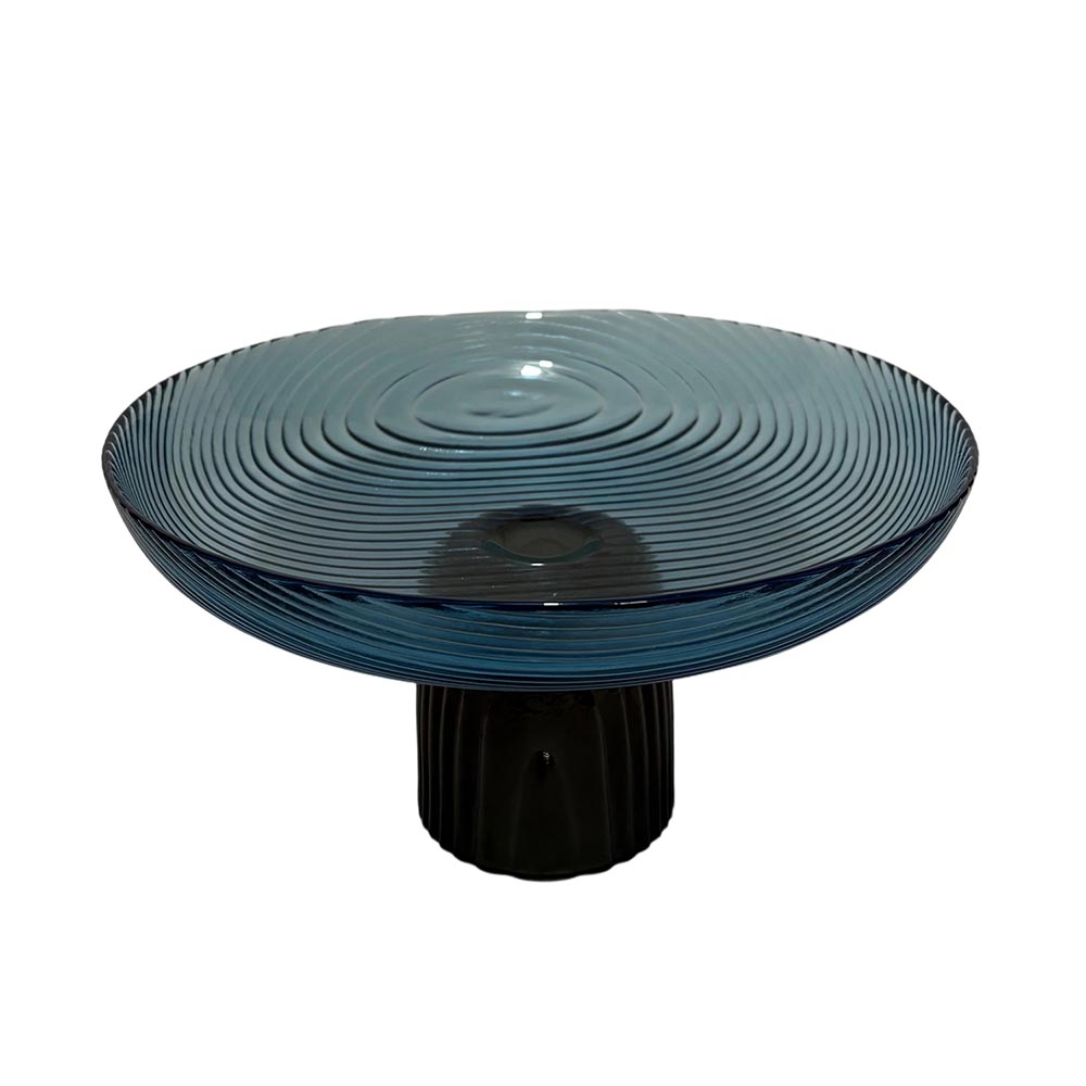 Frutero de vidrio borde redondeado azul 30x17cm