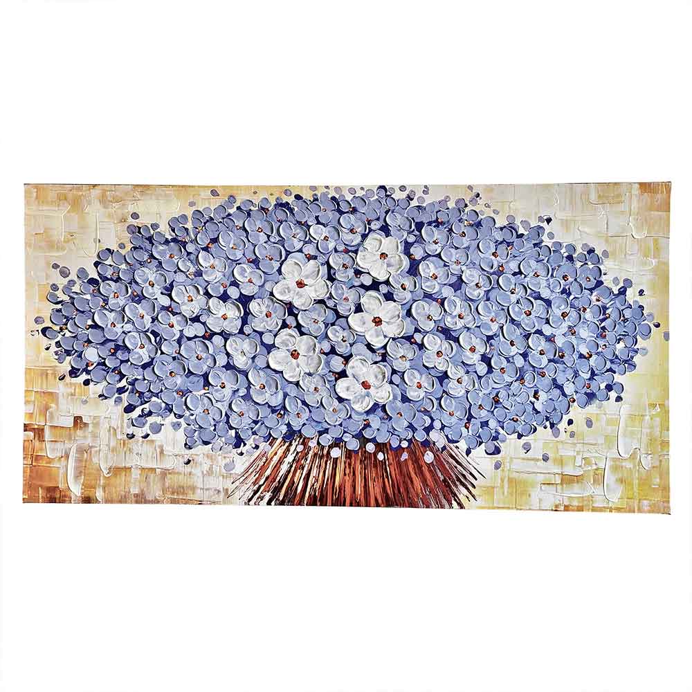 Cuadro 120x60 Ramo de flores azules en oleo