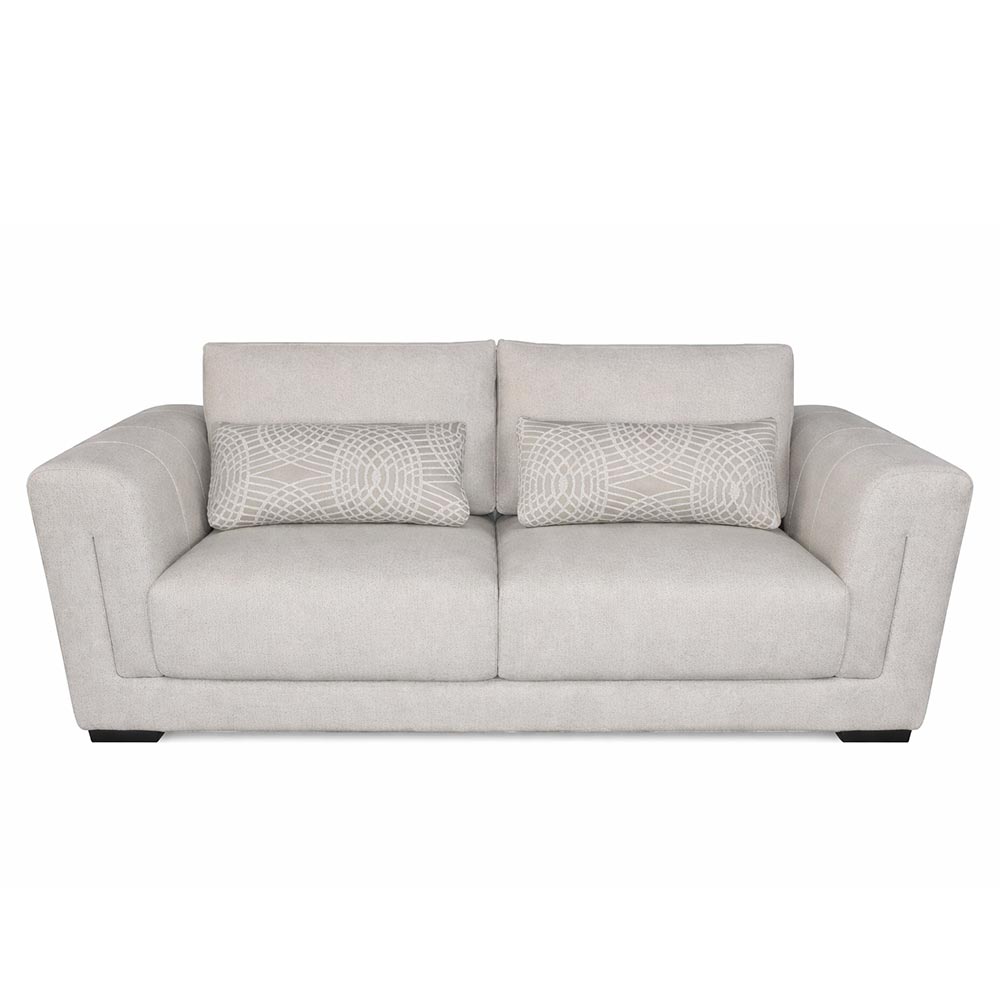 Sofá Iris 2 puestos de tapiz beige + cojín lumbar