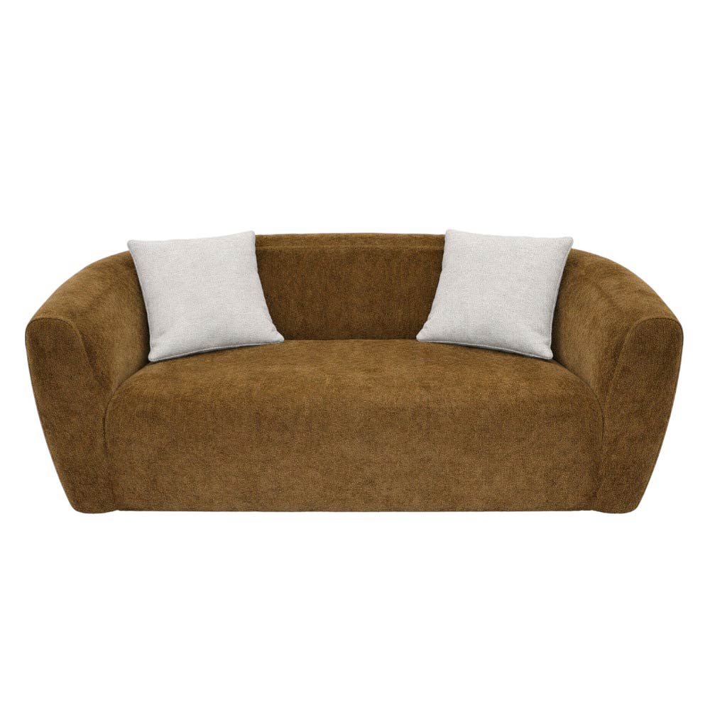 Sofá Moris 2 puestos tela café + cojines