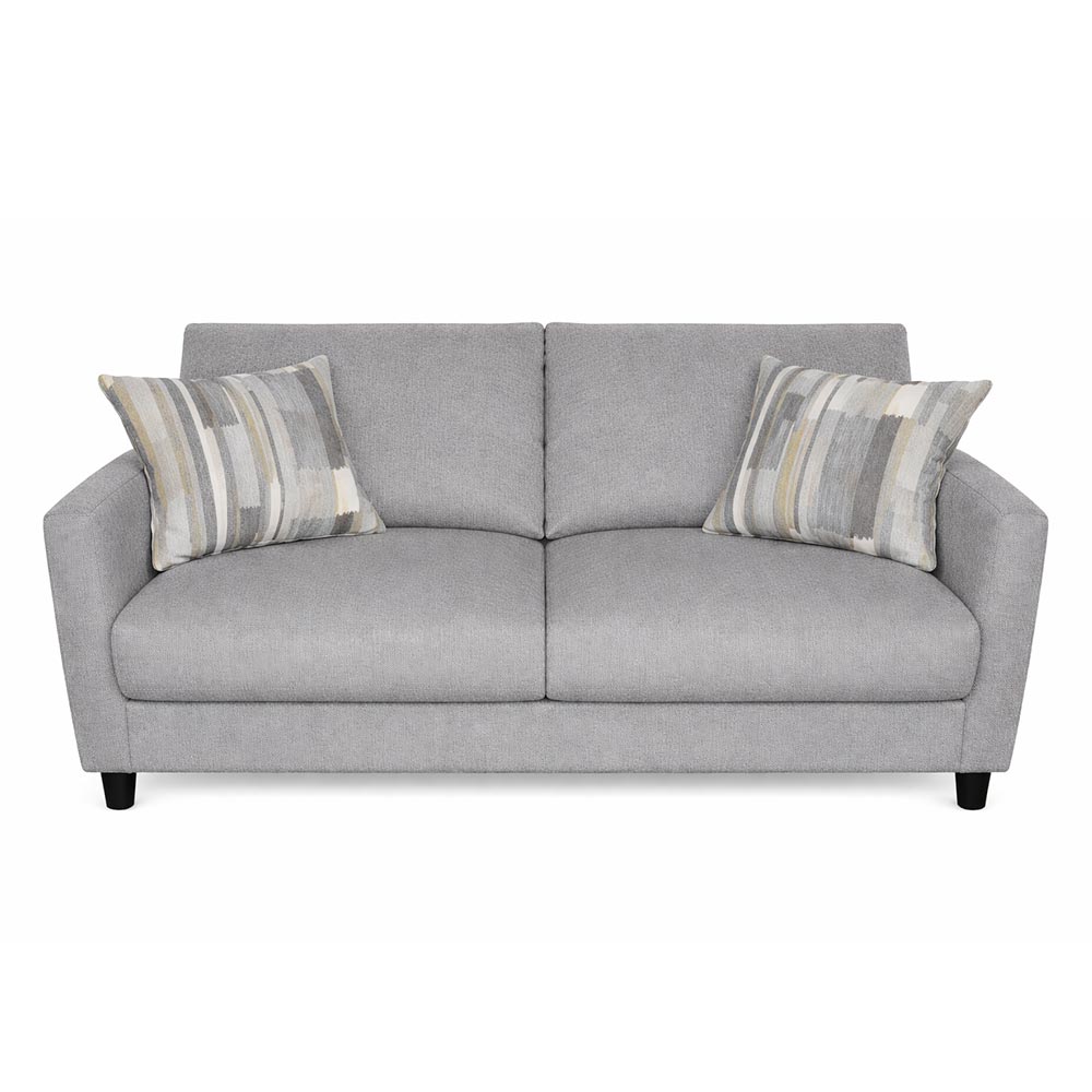 Sofá Nora 2 puestos tapiz gris + cojines