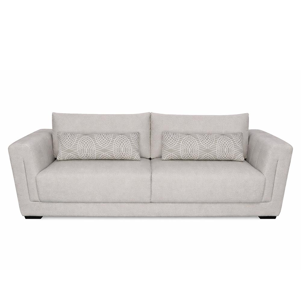 Sofá Iris 3 puestos de tapiz beige + cojín lumbar
