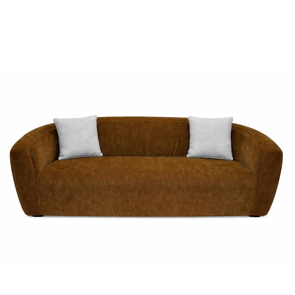 Sofá Moris 3 puestos tapiz café + cojines