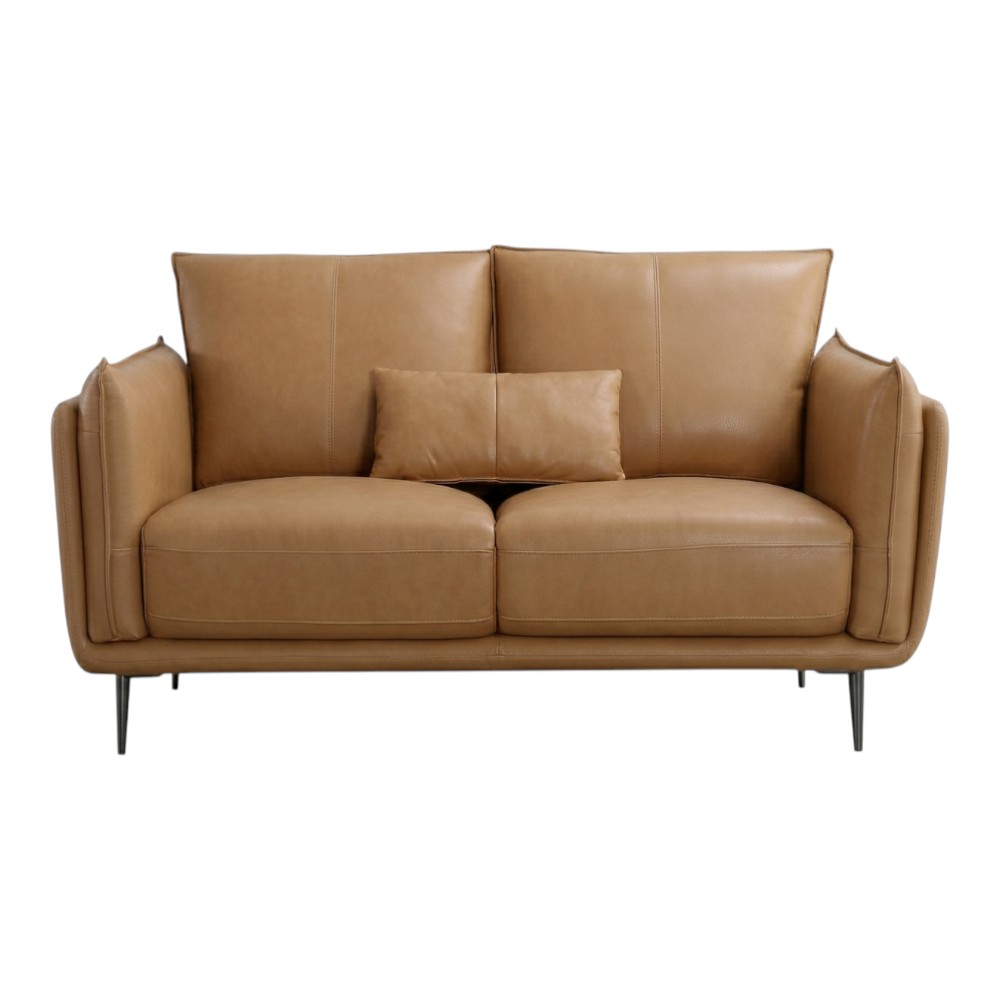 SOFA DANTE 2 PUESTOS DE CUERO/PVC CAFE PATAS DE METAL NEGRO 165X95X84CM