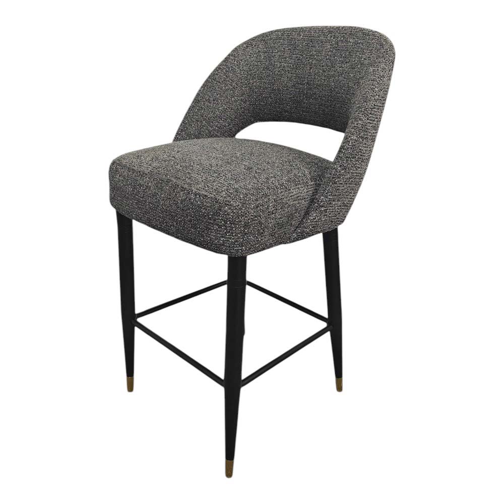 Taburete estático con respaldar Jace tapiz gris oscuro