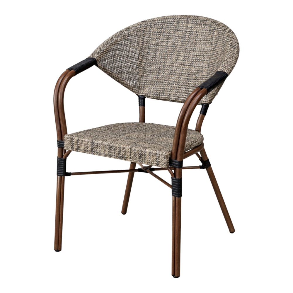 Silla de exterior Oriana de acero/textilene café