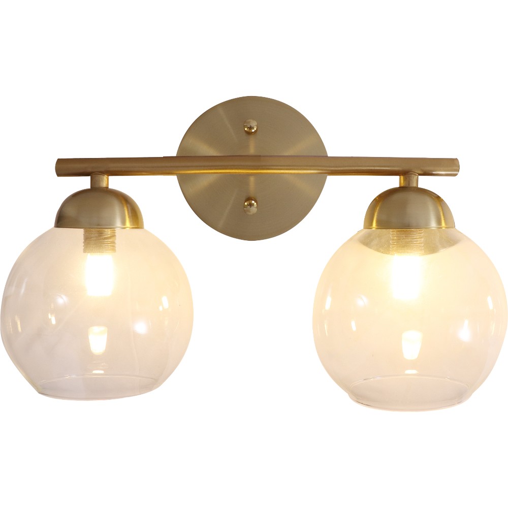 Aplique de pared 2xG9 Sara brass y vidrio clear