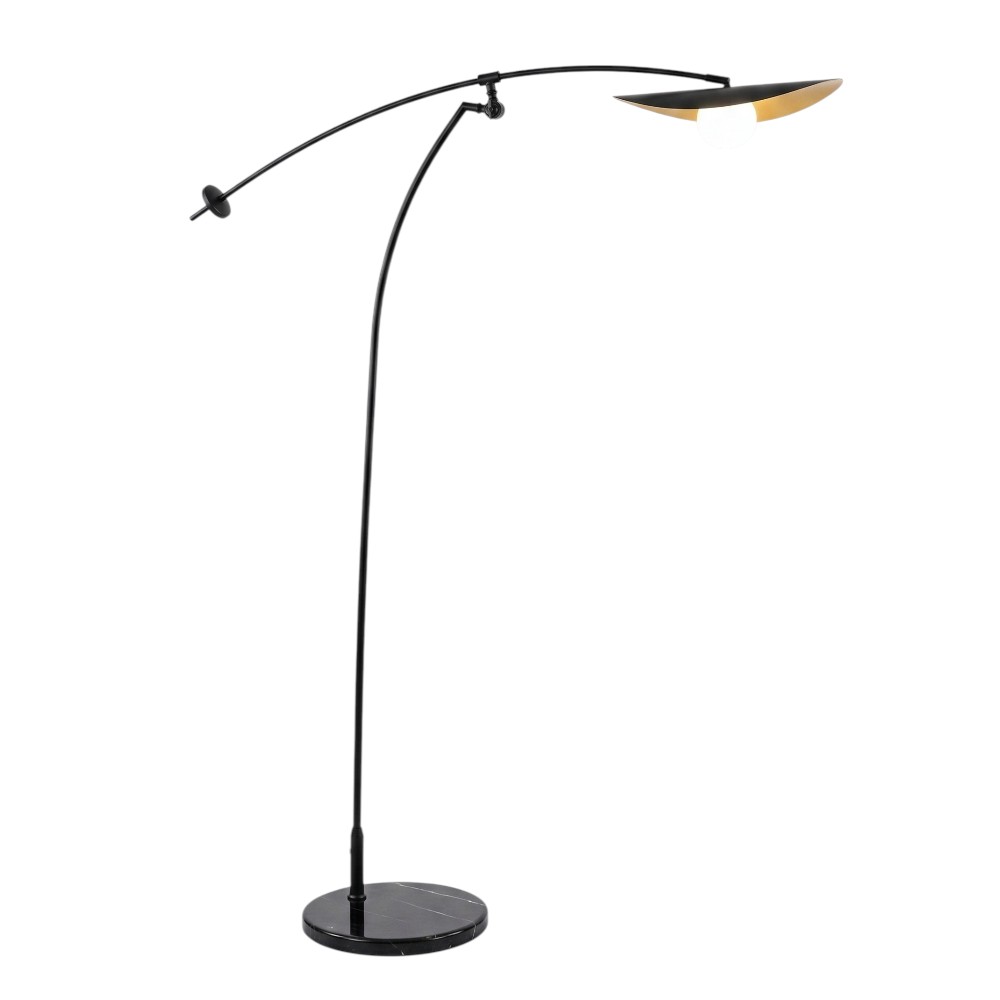 Lámpara de pedestal G9 Georgina metal negro tulipa vidrio