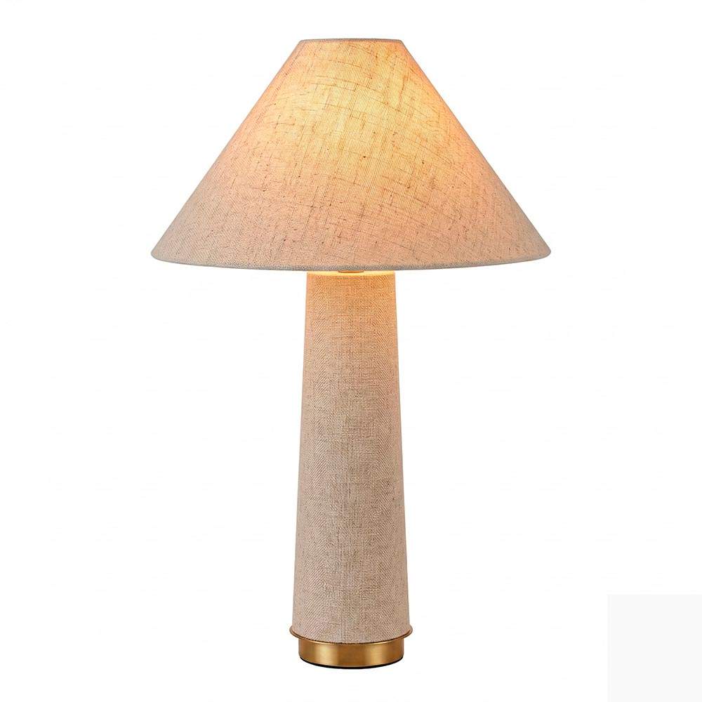 Lámpara de mesa E27 Chloe tapizada con base brass