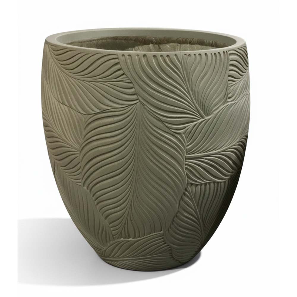 Macetero Rowel de fibra mineral verde 44x46cm