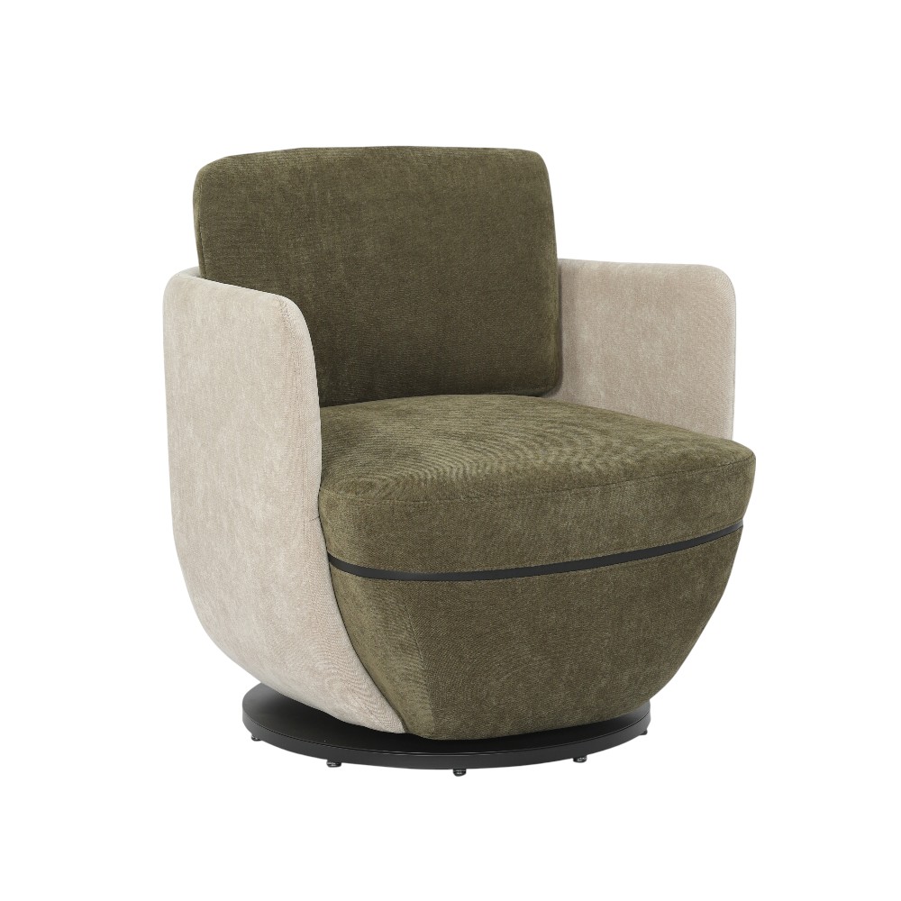 Butaca giratoria con brazos Mirian tapiz verde /gris