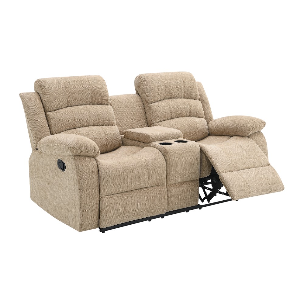 Reclinable manual doble c/consola Maura tapiz beige