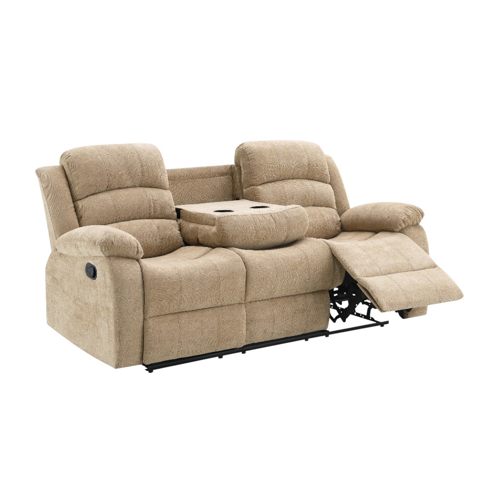 Reclinable manual triple Maura beige c/mesa abatible