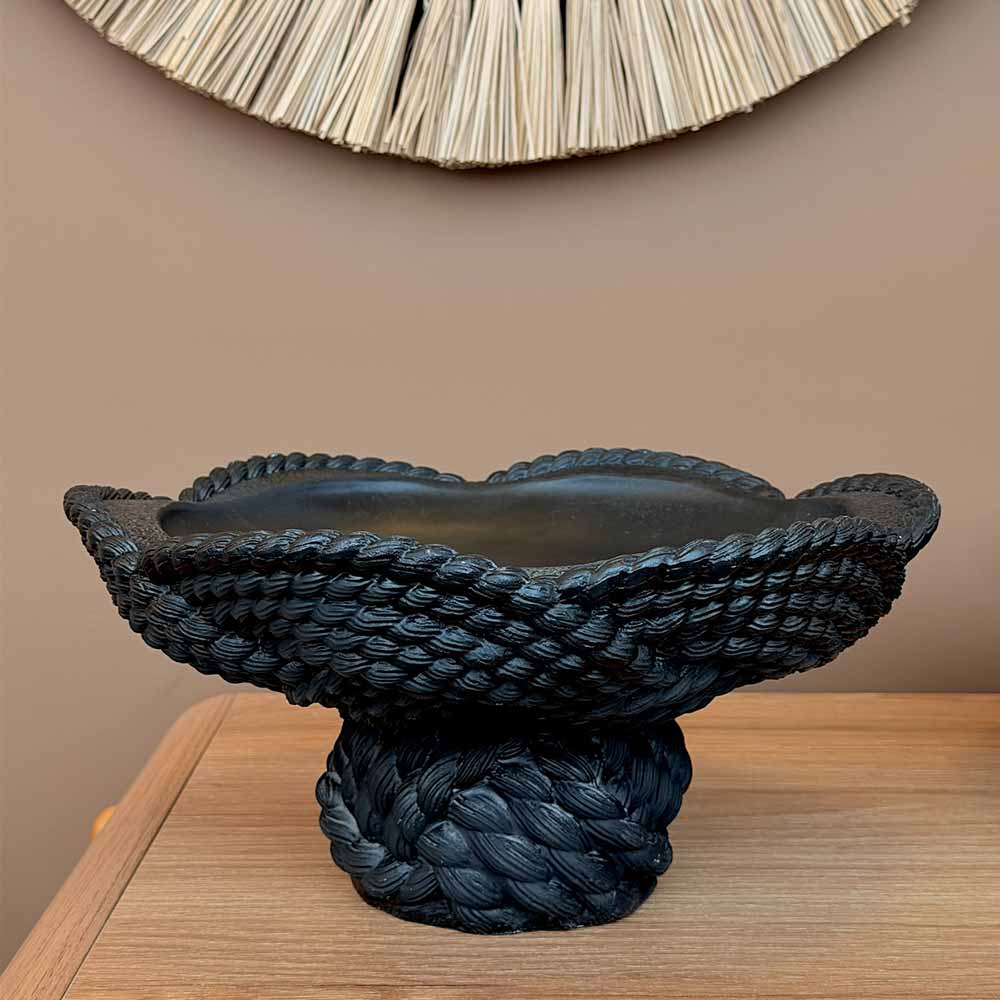 Bowl decorativo anudado negro 32x32cm