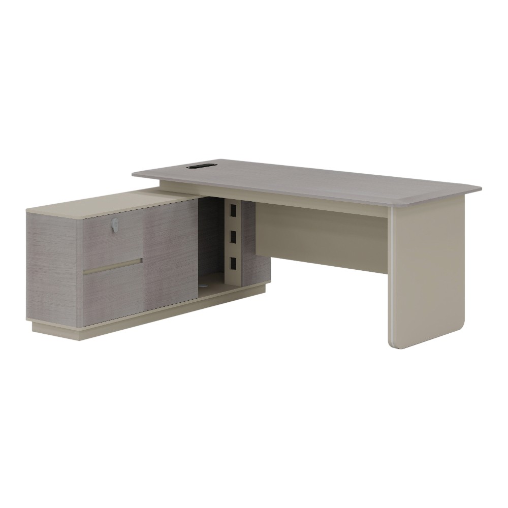 Escritorio en L con credenza Will gris/beige 180x160cm