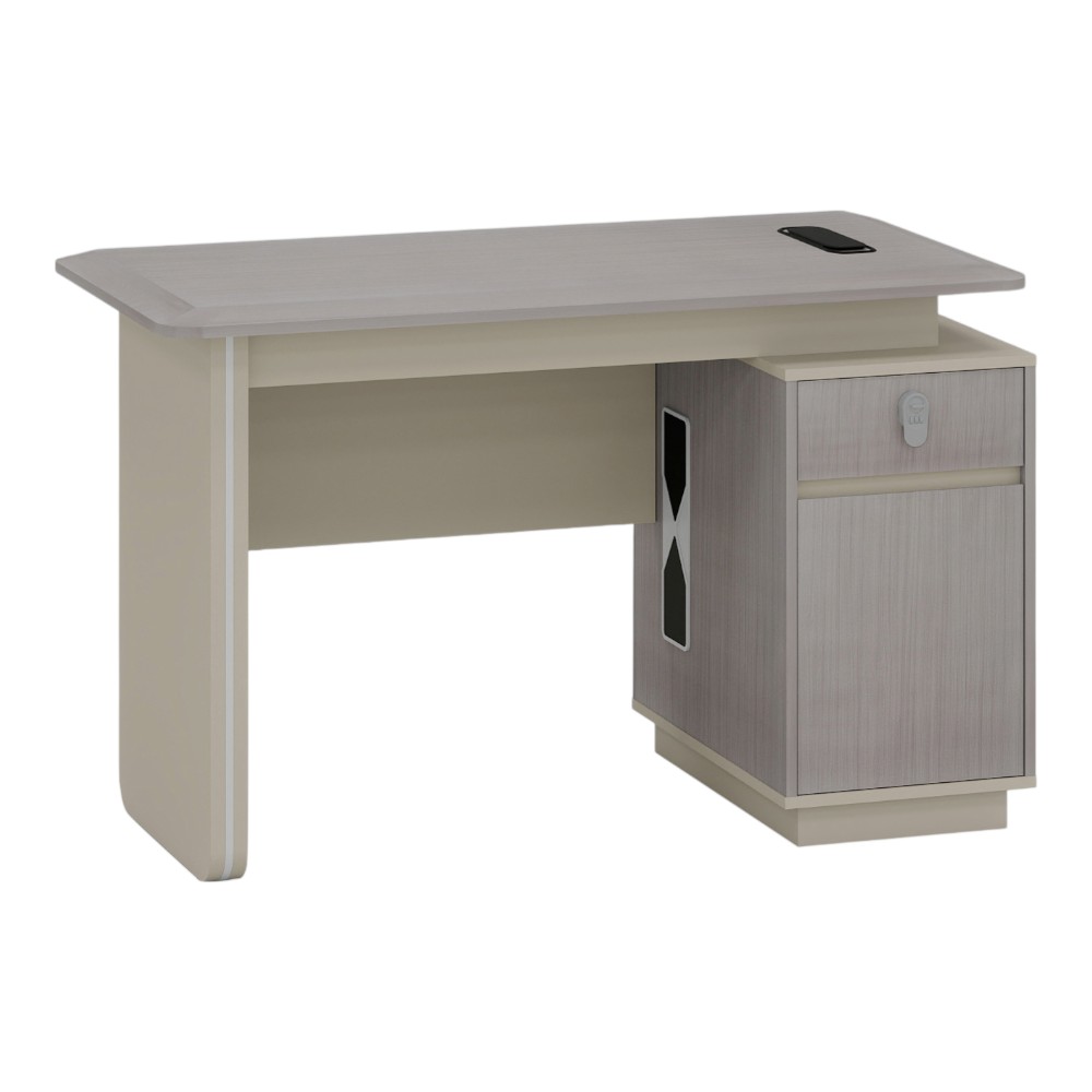 Escritorio con cajones y pasacables Austin gris/beige