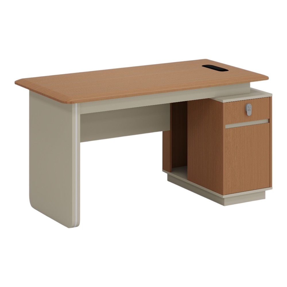 Escritorio con cajones y pasacables Ansel nogal/beige