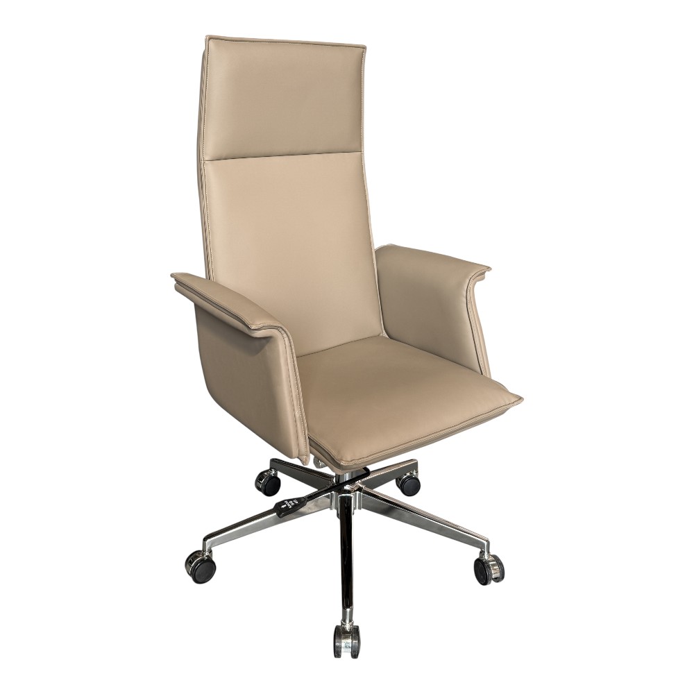 Silla de oficina giratoria Polo de tapiz tipo cuero beige