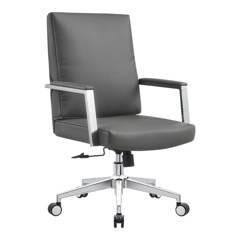 Silla de escritorio giratoria c/ruedas Clark tipo piel gris