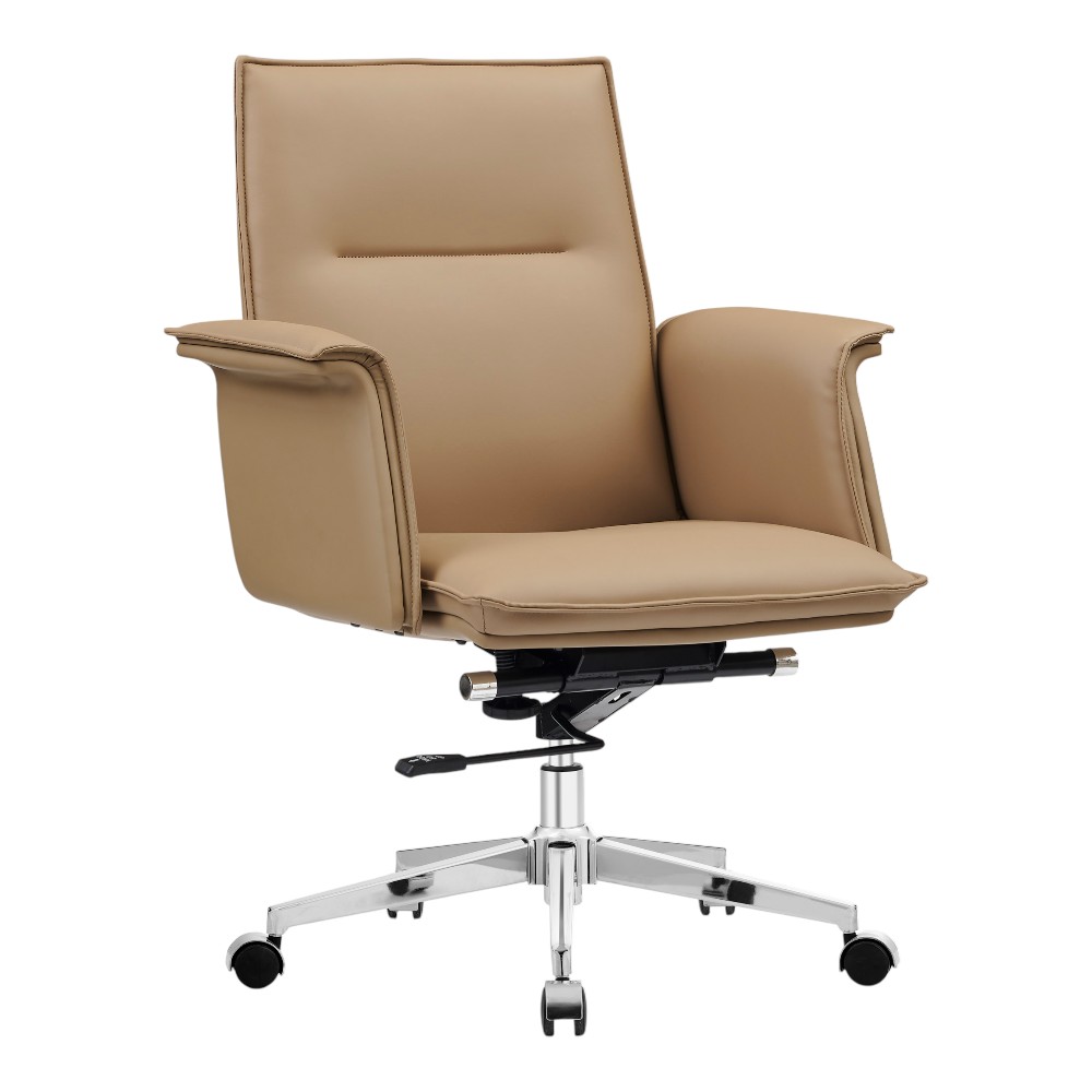 Silla de escritorio giratoria c/ruedas Polo tipo piel beige