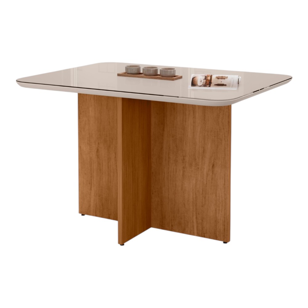Mesa de comedor rectangular 120x90 Paris off white/cedro