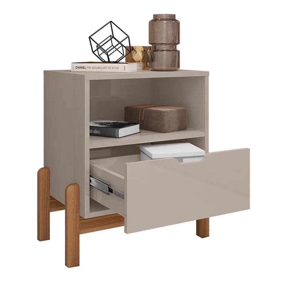 Mesa de noche Amara off white con cajón