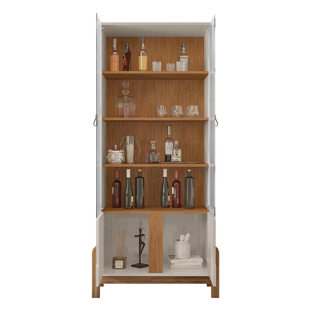 Estantería Liz off white/cedro puertas de vidrio