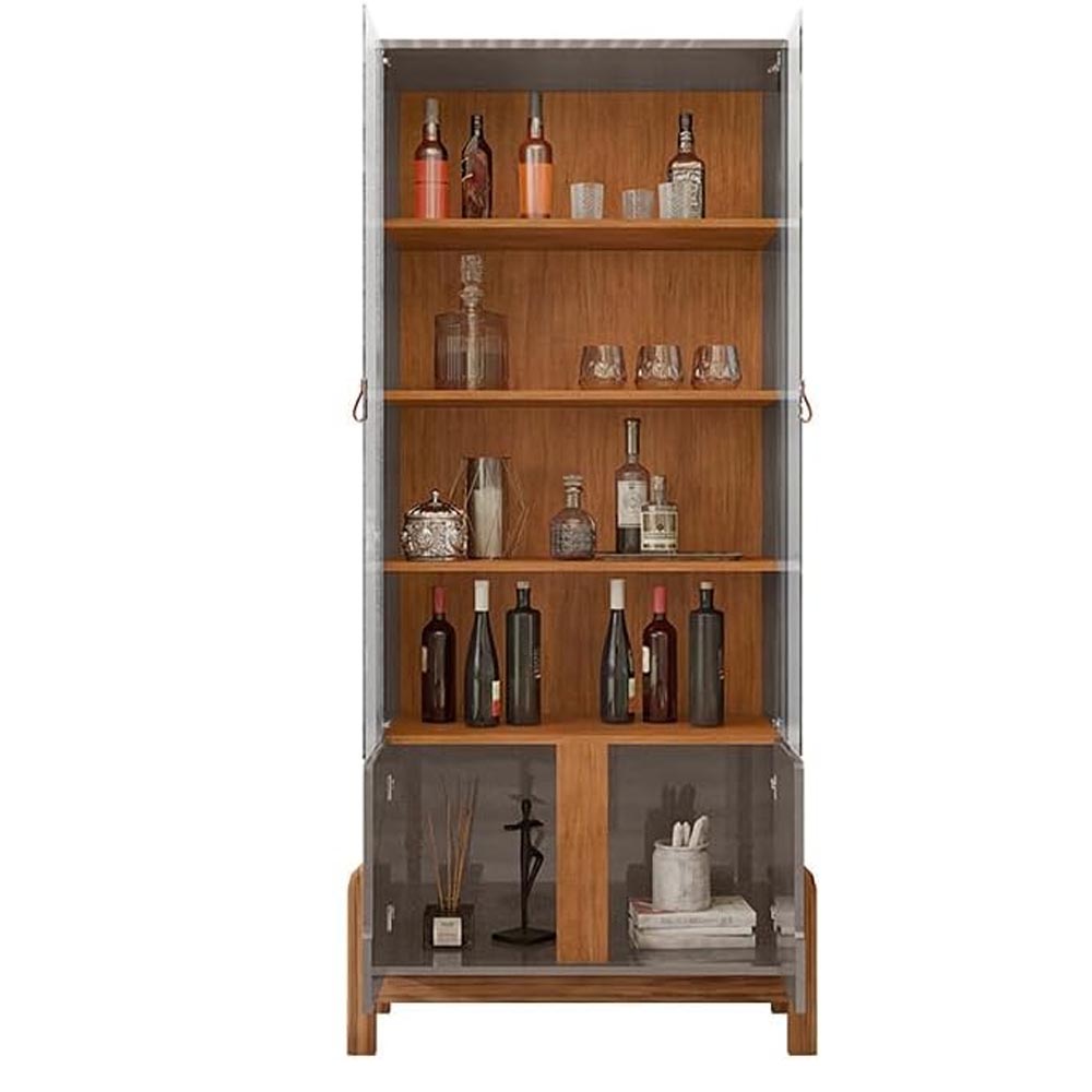 Estantería Liz 179 gris/cedro puertas de vidrio