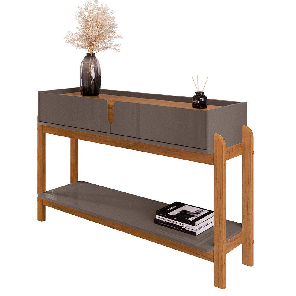 Consola Juno 130 gris/cedro con 2 cajones