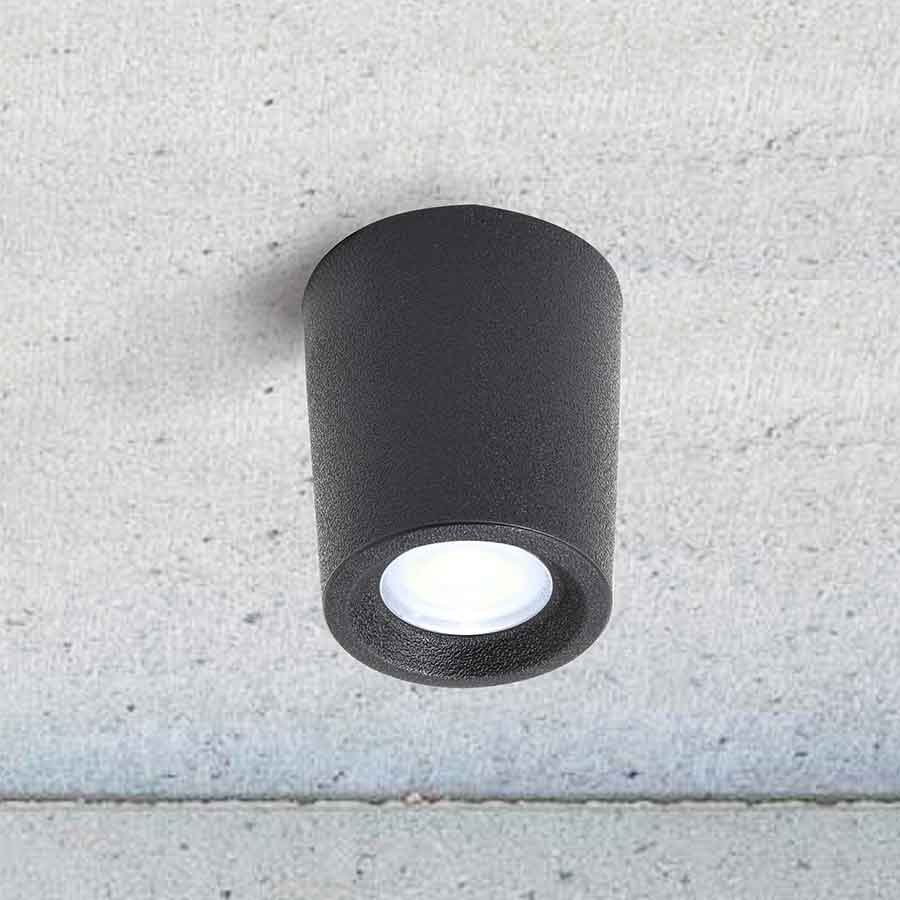 Luminaria de techo Livia 60 negro luz cálida IP55