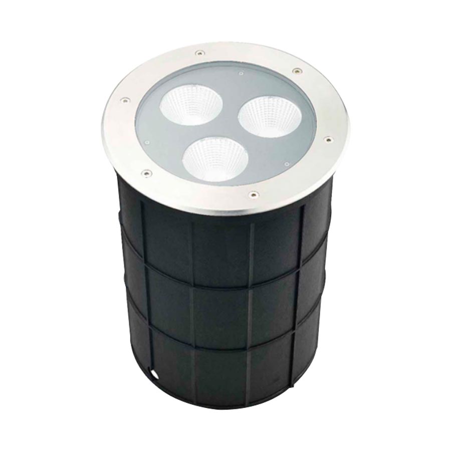 Luminaria led redonda empotrable en piso 45W 3000K IP67