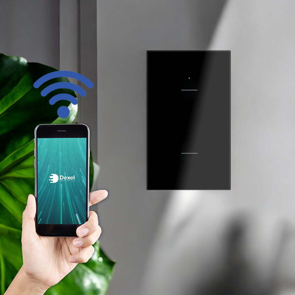 Interruptor WiFi doble negro compatible c/Alexa y Google