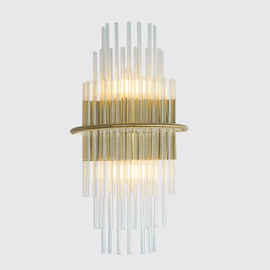 Aplique de pared 2xE14 Nova gold con cristales