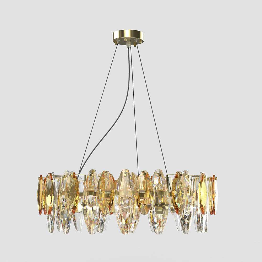 Chandelier circular 8xE14 Anne de cristal cognac