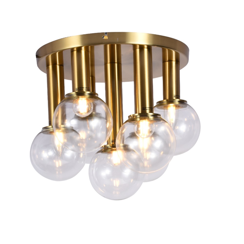 Lámpara de tumbado 7xE14 Oliver gold vidrio clear