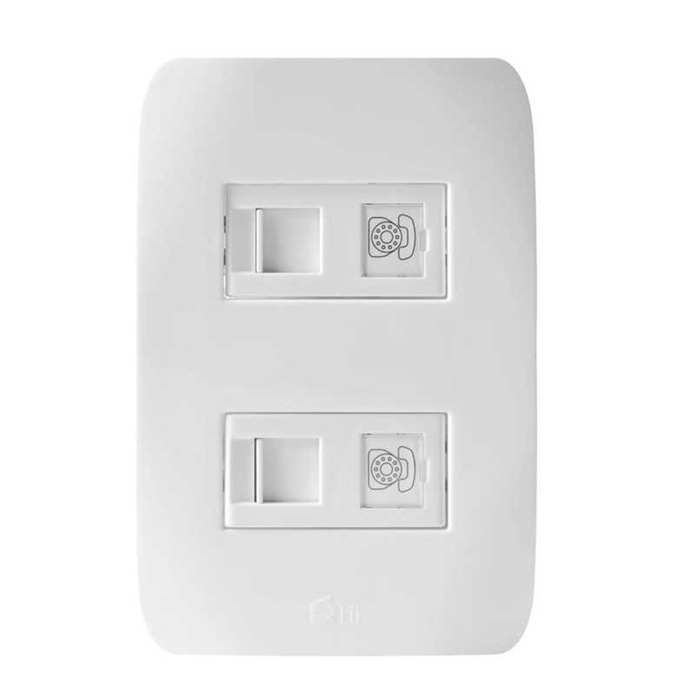 Toma telefónica doble blanco BANU - TII