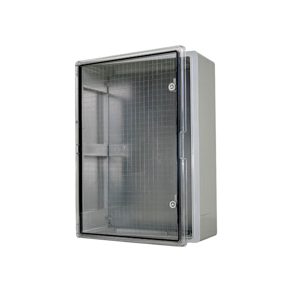GABINETE DE PLASTICO HB ABS C/PUERTA TRANSPARENTE 700X500X250 IP65 IK10 RAL7035 -40°C/+70°C