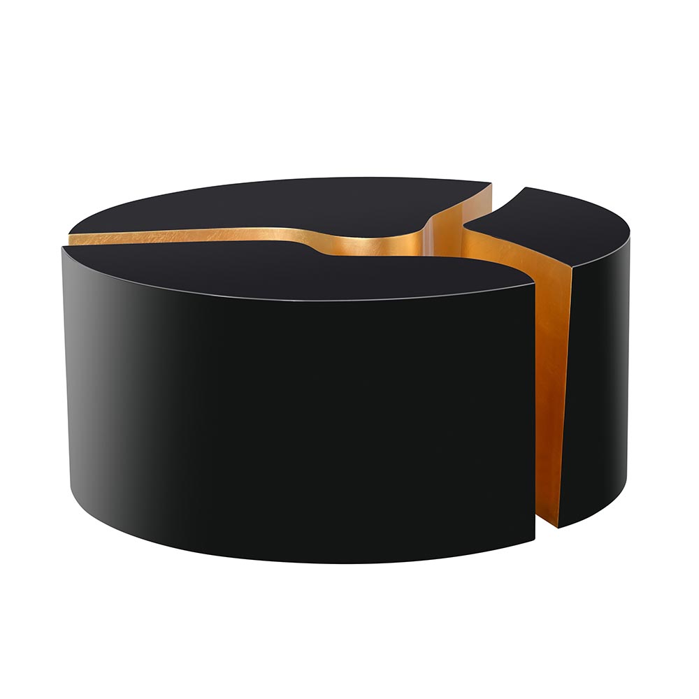 Mesa de centro redonda efecto agrietado Lena black