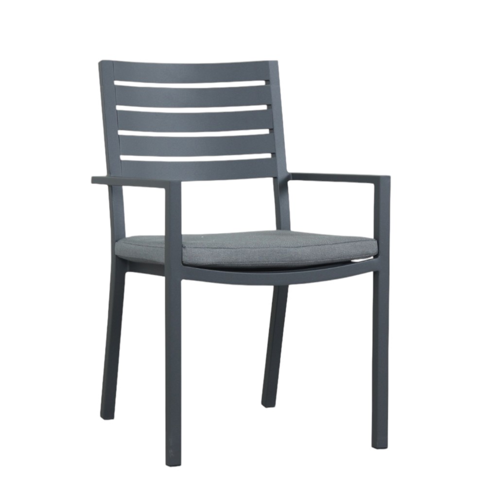 Silla de exterior con brazos Mayfair de aluminio gris