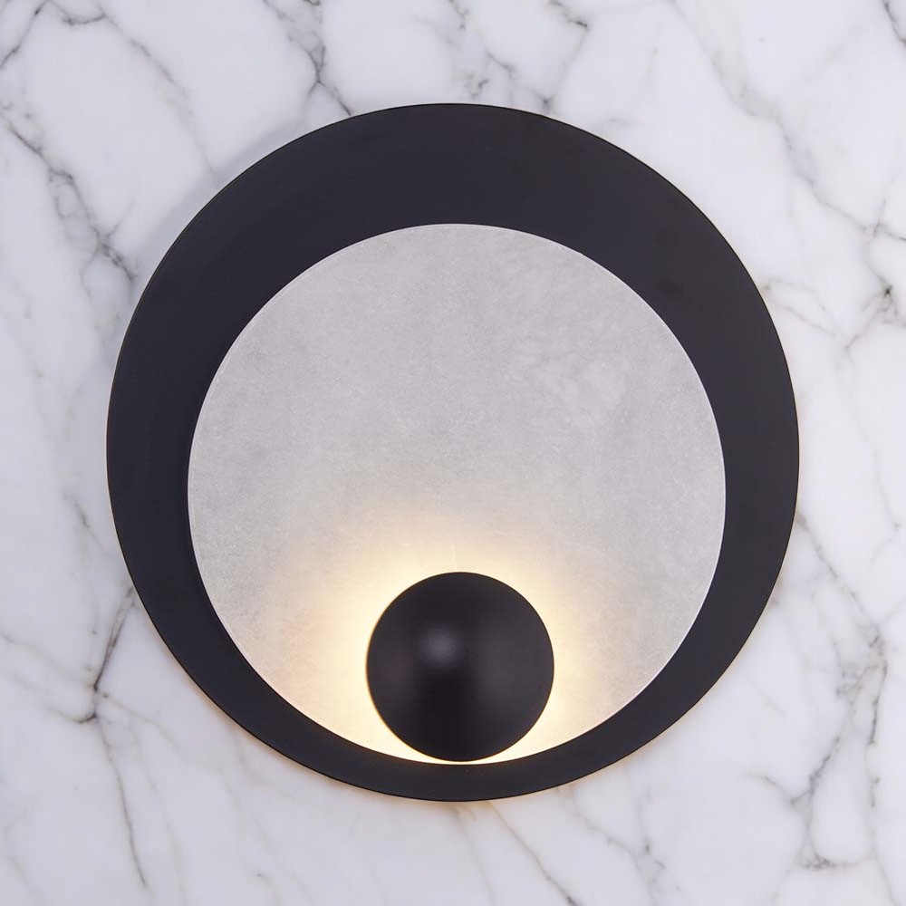 Aplique LED de pared Lourdes negro/alabastro luz cálida 12W