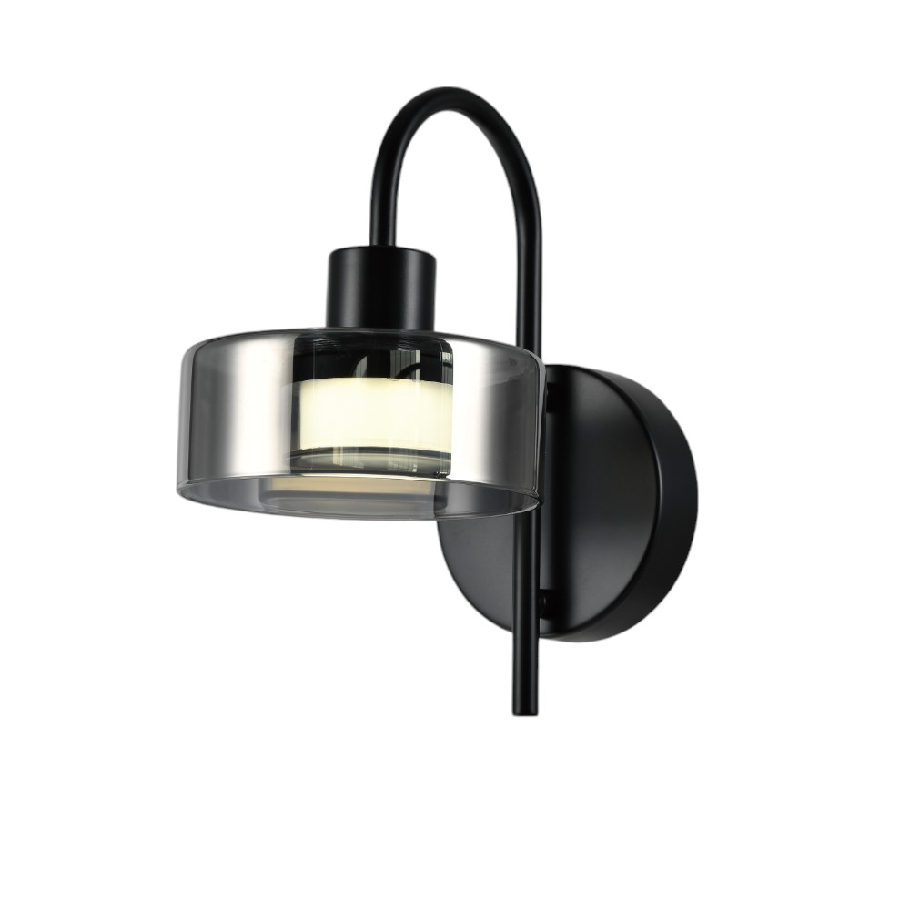 Lámpara LED de pared Burlin black/smoke con luz cálida 5W