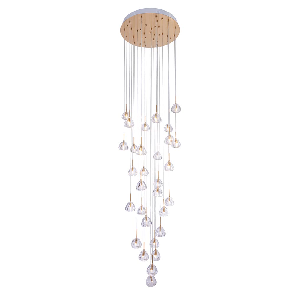 Lámpara doble altura 30xG9 Cordelia gold de cristal