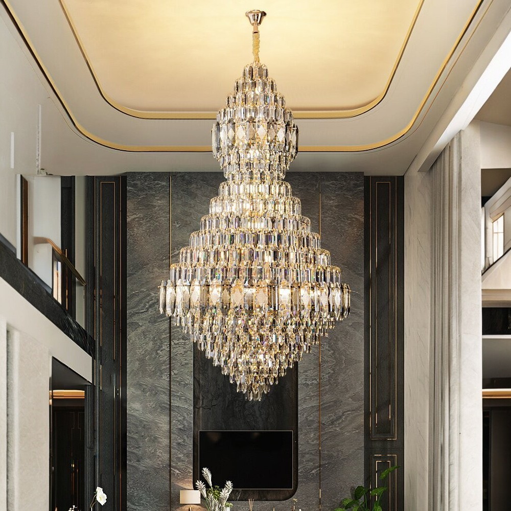 Lámpara doble altura 39xE14 Montgomery gold de cristal K9