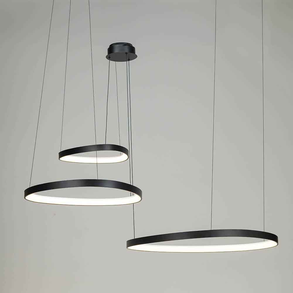 LAMPARA COLGANTE LED KANAE ESTRUCTURA DE ALUMINIO NEGRO 3000K 72W 120X82X120CM