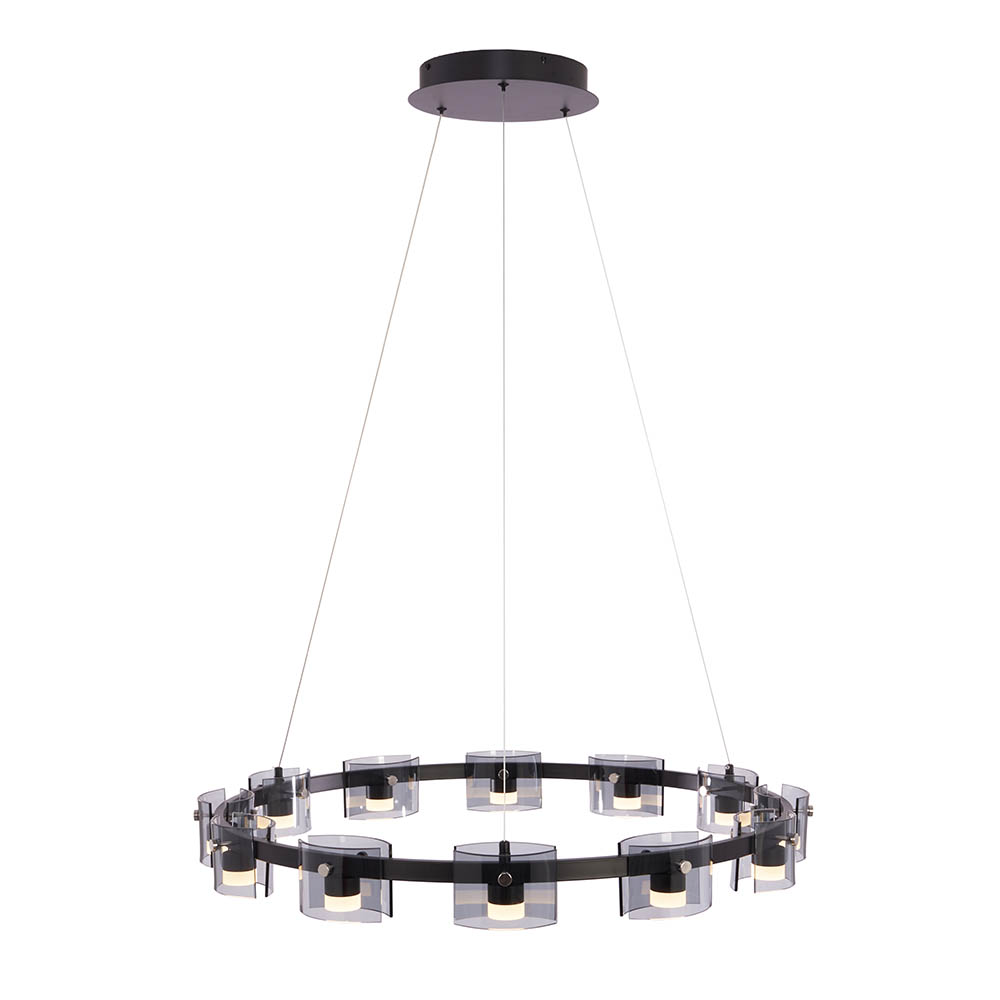 Lámpara LED colgante redonda Milan smoke 48W con luz calida